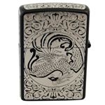 ZIPPO（ジッポ） PHOENIX マットブラック 銀サシ仕上げ 5面加工 marukai2bksenp ブラック×シルバー