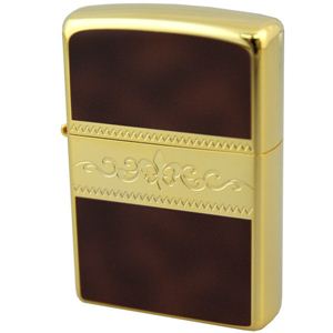 ZIPPO（ジッポ） クラシック アラベスク 金メッキ プリント仕上げ marukai200ygbw ブラック×ゴールド