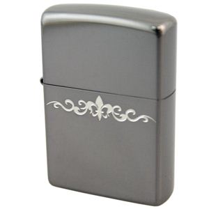 ZIPPO（ジッポ） クラシック アラベスク ブラックニッケルメッキ 銀サシ仕上げ marukai2bnyuri ブラック