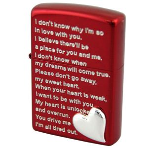 ZIPPO（ジッポ） LOVE HEART レッドメッキ メタル貼り marukai2mredlm レッド