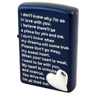 ZIPPO（ジッポ） LOVE HEART ブルーメッキ メタル貼り marukai2mbllm ブルー