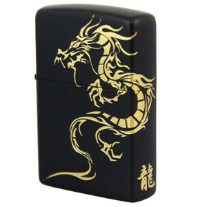 ZIPPO（ジッポ） DRAGON マットブラック金サシ仕上げ marukai2bkgdr ブラック×ゴールド