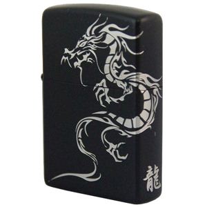 ZIPPO（ジッポ） DRAGON マットブラック銀サシ仕上げ marukai2bksdr ブラック×シルバー