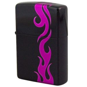 ZIPPO（ジッポ） TRIBAL マットブラック 4面連続5面加工 marukai2bktrv8 ブラック×パープル