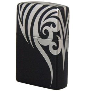 ZIPPO（ジッポ） TRIBAL マットブラック 4面連続5面加工 marukai2bktrs5 ブラック×シルバー