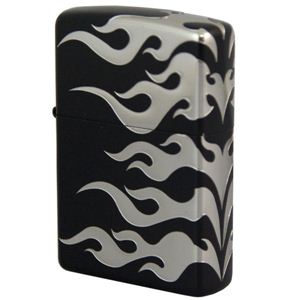 ZIPPO（ジッポ） TRIBAL マットブラック 4面連続5面加工 marukai2bktrs7 ブラック×シルバー