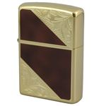 ZIPPO（ジッポ） VENETIAN DESIGN 金メッキ両面加工 marukai200wbw2 ブラック×ゴールド