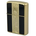 ZIPPO（ジッポ） VENETIAN DESIGN 金メッキ両面加工 marukai200wtbk2 ブラック×ゴールド
