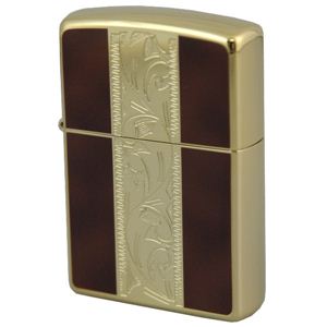 ZIPPO（ジッポ） VENETIAN DESIGN 金メッキ両面加工 marukai200wtbw2 ブラウン×ゴールド