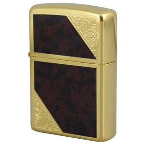 ZIPPO（ジッポ） VENETIAN DESIGN 金メッキ両面加工 marukai2gwbm ブラウン×ゴールド