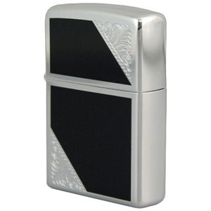 ZIPPO（ジッポ） VENETIAN DESIGN 銀メッキ両面加工 marukai2swbk ブラック×シルバー