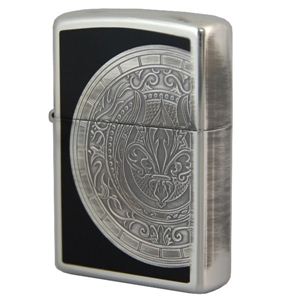 ZIPPO（ジッポ） ANTIQUE CREST 銀イブシメッキ 両面エッチング marukai2sibkacyr ブラック×シルバー