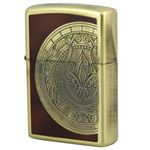 ZIPPO（ジッポ） ANTIQUE CREST 真鍮イブシメッキ 両面エッチング marukai2bibwacyr ブラウン×ゴールド
