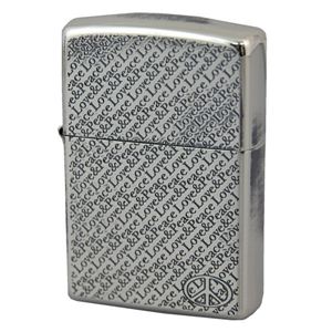 ZIPPO（ジッポ） LOVE＆PEACE LAP-C 銀鏡面イブシ＆エッチング lighteclapc シルバー