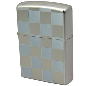 ZIPPO（ジッポ） チェック柄ライトブルー 両面加工 170ZIPPO 20cheliteble