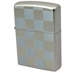 ZIPPO（ジッポ） チェック柄ライトブルー 両面加工 170ZIPPO 20cheliteble