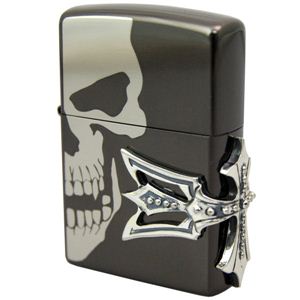 ZIPPO（ジッポ） サイドメタル ドクロ ブラックニッケル 179ZIPPO sidemetaldokuro