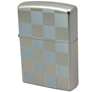 ZIPPO（ジッポ） チェック柄ライトブルー 両面加工