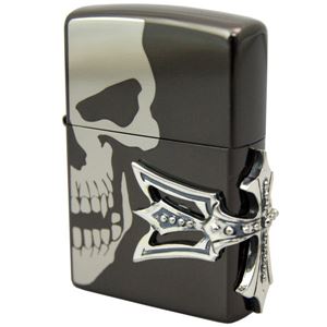 ZIPPO（ジッポ） サイドメタル ドクロ ブラックニッケル