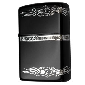 ZIPPO（ジッポ） Night＆Knight 2面連続エッチング イオンブラックマットA