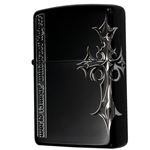 ZIPPO（ジッポ） Night＆Knight 2面連続エッチング イオンブラックマットC