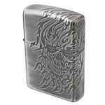 ZIPPO（ジッポ） 3D Type スカル 3面連続エッチング 銀イブシ
