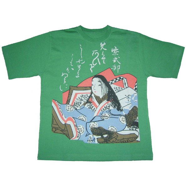 レディス 和柄Tシャツ 紫式部 グリーンf00