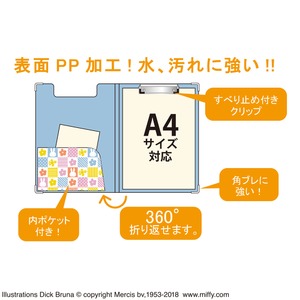 ミッフィー クリップボード【同柄2個セット】【パッチワークブルー】 ミッフィー クリップボード【同柄2個セット】【パッチワークブルー】