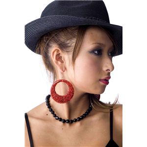 ジャイアントグリッター フープス ラメピアス/HULLABALOO/レッド/JE22989 - 拡大画像