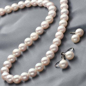 花珠本真珠（あこや真珠） 7.5-8mm パールネックレス+パールイヤリング2点セット 【本真珠】