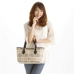 BURBERRY(バーバリー) クラシックチェックトートバッグ LL SM NICKIE ベージュ×チョコレート