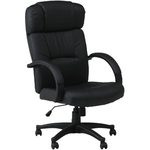 デスクチェア(椅子)/プレジデントチェアー スチール/合成皮革 昇降機能/肘掛け/キャスター付き W-99 ブラック（黒） - 拡大画像