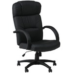 デスクチェア(椅子)/プレジデントチェアー スチール/合成皮革 昇降機能/肘掛け/キャスター付き W-99 ブラック（黒）