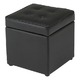 収納BOX付きボックススツール 木製/合成皮革 幅36cm×奥行36cm×高さ38cm BT-099 ブラック(黒)
