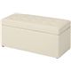 トランクベンチ/収納BOX付きスツール 木製/合成皮革 高さ38cm BT-093A アイボリー