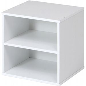 キューブボックス/カラーボックス 棚付き 幅34.5cm×奥行29.5cm×高さ34.5cm ホワイト（白） - 拡大画像