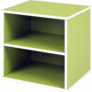 キューブボックス/カラーボックス 棚付き 幅34.5cm×奥行29.5cm×高さ34.5cm グリーン（緑） - 拡大画像