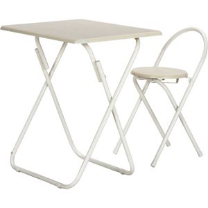 折りたたみ式テーブル＆チェアーセット テーブル/幅70cm×奥行50cm WH ホワイト（白） - 拡大画像