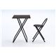 折りたたみ式テーブル＆チェアーセット テーブル/幅70cm×奥行50cm ブラック（黒）＆ブラウン - 縮小画像2