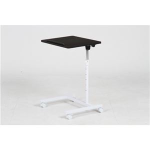 マルチサイドテーブル 天板角度/高さ調整可 キャスター付き 高さ62～82cm BK ブラック（黒） - 拡大画像
