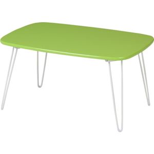 折りたたみ式ドット柄ローテーブル(サイドテーブル) 長方形 高さ31.5cm GR グリーン（緑） - 拡大画像