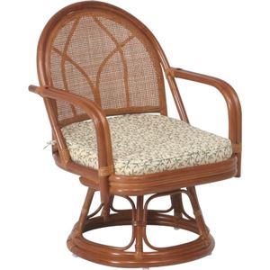 回転式座椅子/チェア（ミドルタイプ） 木製(籐) 肘掛け付き NCS-02LB KD - 拡大画像