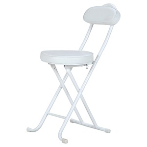 クッション付き折りたたみ椅子/スリムチェアー スチール 背もたれ付き WH ホワイト（白） - 拡大画像