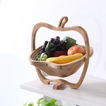 竹製 フルーツ・りんごバスケット/かご 【Mサイズ】 幅26.5×奥行22×高さ30cm 木製 ポータブル 〔キッチン 台所〕