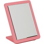 卓上カラーミラー/鏡 【ピンク】 幅200mm×奥行130〜260mm×高さ56〜260mm 長方形 『リップル』 〔メイク アクセサリー〕