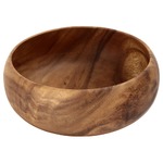 北欧風 アカシア製ラウンドボウル 【XLサイズ ブラウン】直径20cm 円形 木製 〔キッチン ダイニング〕