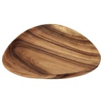 北欧風 アカシア製エッグ型トレー/トレイ 【XLサイズ ブラウン】 幅305mm×奥行305mm 木製 〔キッチン ダイニング〕