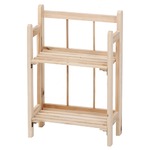 北欧風 フリーラック/収納棚 【2段 浅型】 幅31cm×奥行15cm×高さ46cm ナチュラル 木製 折りたたみ