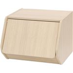 木目調 ブロックボックス/カラーボックス 【ワイド 扉付き/ホワイトウォッシュ】 幅40cm×奥行38.8cm×高さ30.5cm 『Klotz』