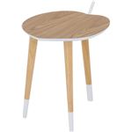北欧風 サイドテーブル/ローテーブル 【ホワイト/ナチュラル】 幅40cm 木製 『アップル』 〔リビング〕